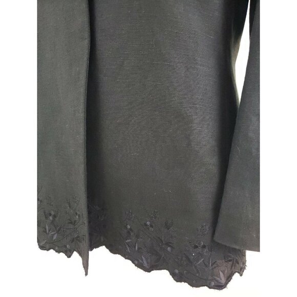 Kasper ~Woman Size 4~ Black Linen Blend Jacket Blazer Lined, Embroidered NWOT - Picture 8 of 12